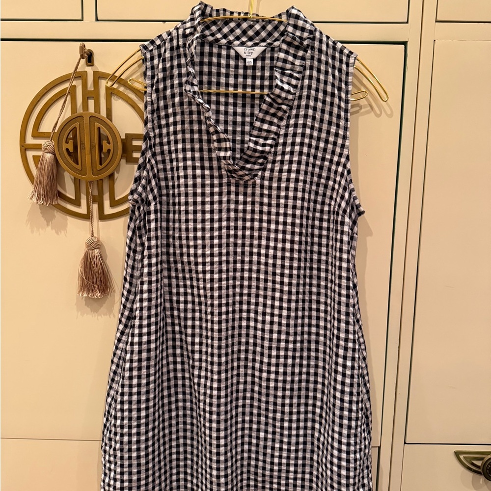 Crown & Ivy Black and White Checkered Dress